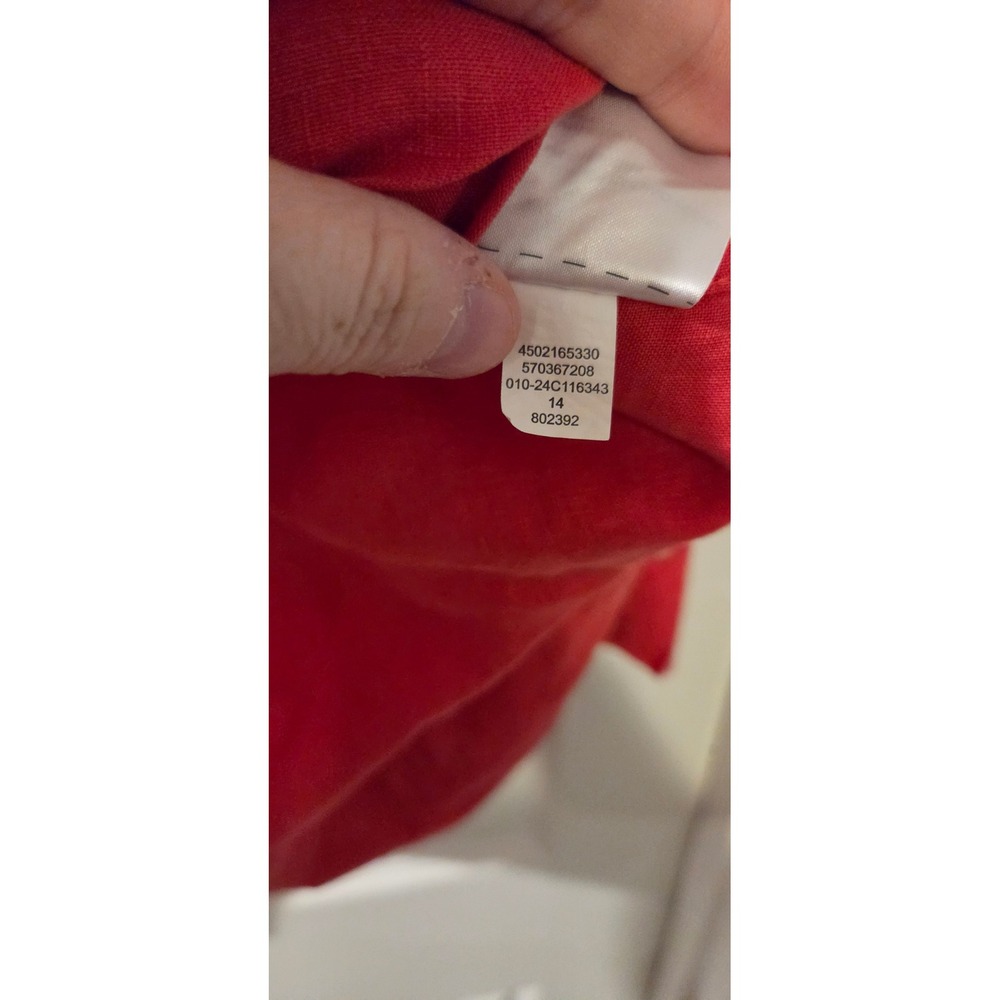 Chicos Red 100% Linen Button Down Shirt 3/4 Sleeve Size 1 US 8 570367208 - Picture 6 of 8